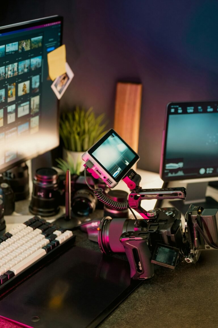محطة مونتاج وتلوين فيديو احترافية مع كاميرا وشاشات لشرح Workflow ملفات RAW